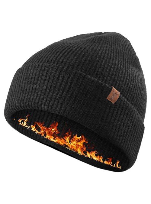 TRENDOUX Winter Merino Wool Beanie: Knit Warm Beanie Hats for Men Women Soft Unisex Stocking Cap Black