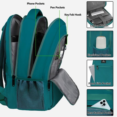 MATEIN Slim Laptop Backpack - Anti-Theft 15.6-Inch Water-Resistant Travel Bag | Peacock Blue