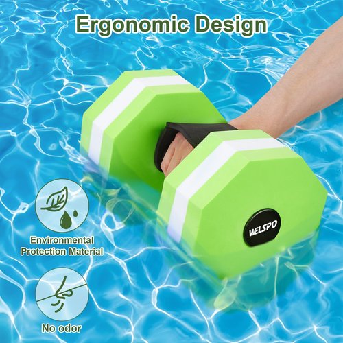 1 Pair EVA Foam Water Dumbbells for Pool Exercise, Water Weights Aquatic Exercise Dumbbells, Aquatic Fitness Weights, Enhance Your Fitness Journey with Water Aerobics Equipment and Pool Weights(Green)