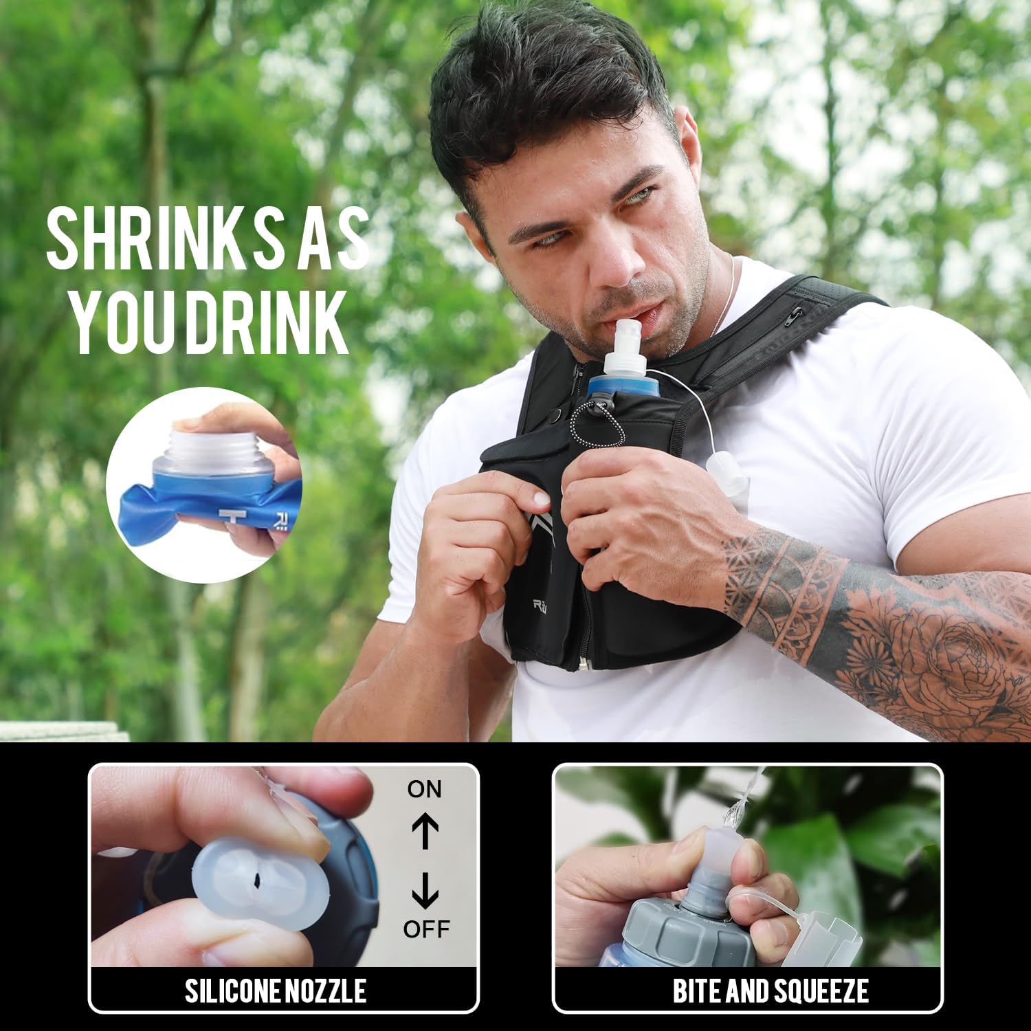 Revali Running Vest - Reflective Zip Design with 500ml Hydration Bottle | Adjustable & Breathable Gear for Men & Women