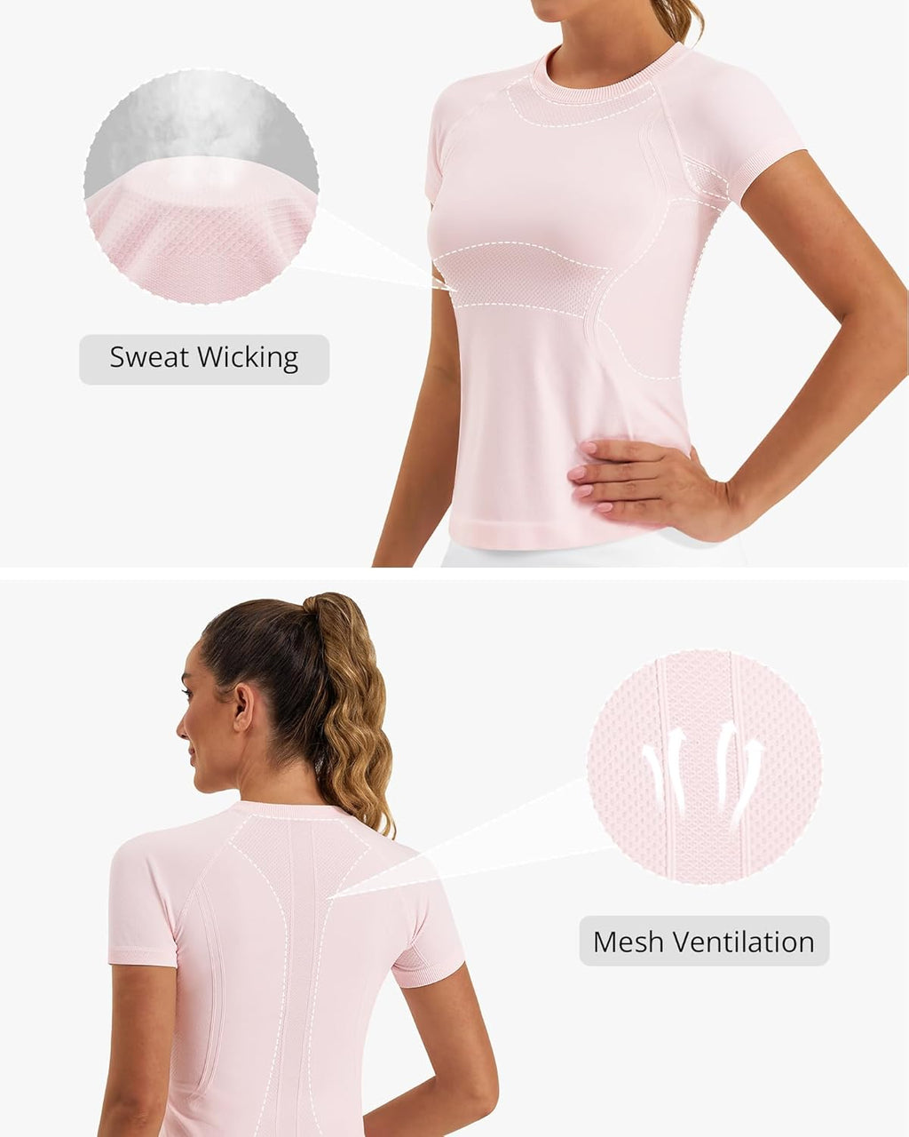Stelle Women's Seamless Workout Tops - Breathable Short Sleeve Athletic Shirts for Yoga & Gym
