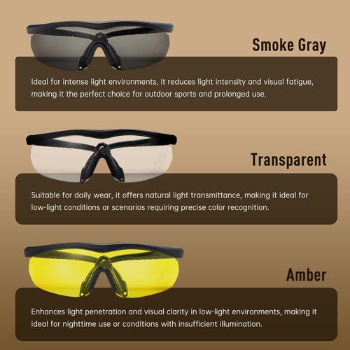 EARMOR Shooting Glasses - UV400 Protection, Anti-Fog & Windproof | 3 Lens Colors Available