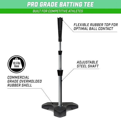 GoSports Pro Batting Tee - Heavy-Duty Tripod Base & Adjustable Height for Baseball/Softball