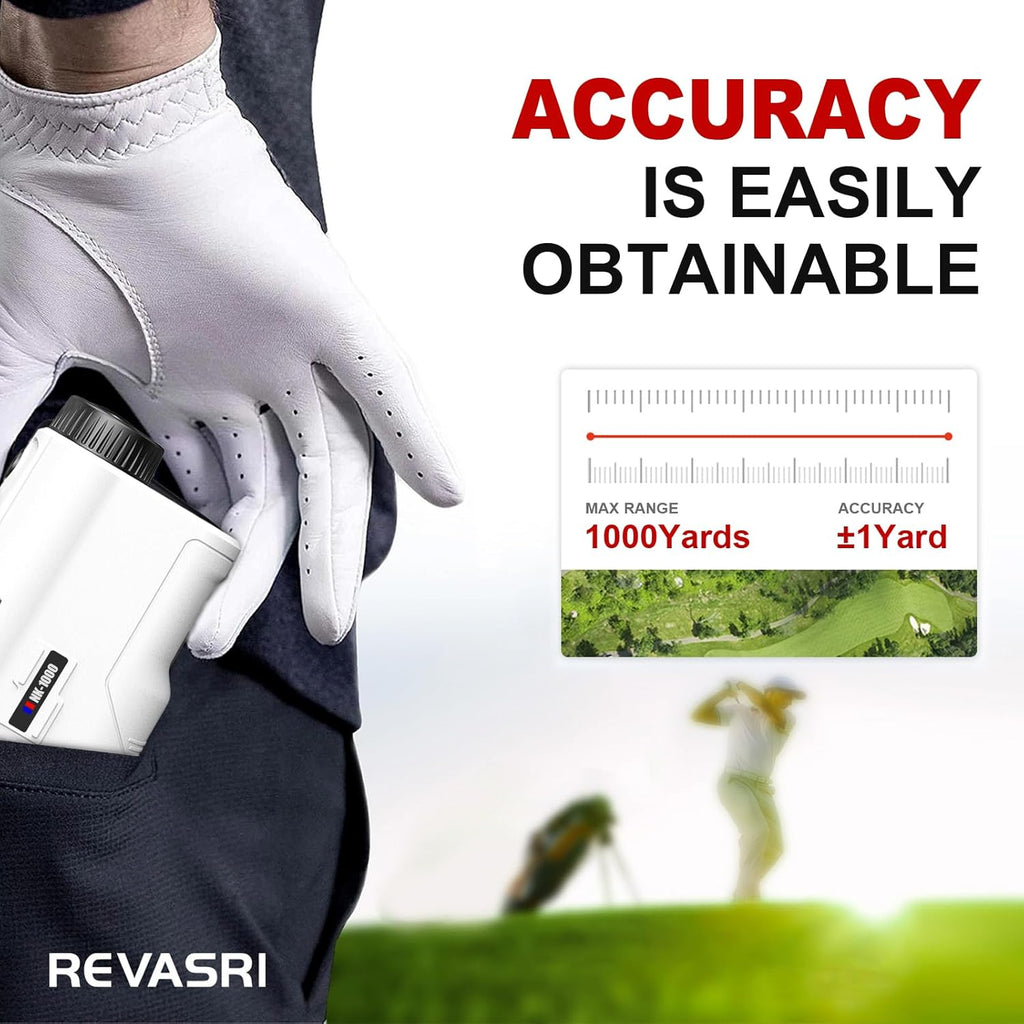 Revasri Golf Rangefinder - Slope & Pin Lock Vibration | Rechargeable 600/1000 Yards Laser Device
