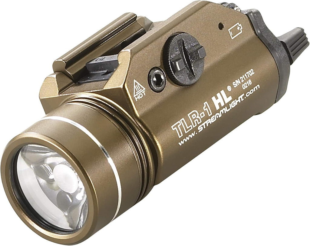 Streamlight TLR-1 HL Tactical Weapon Light - 1000 Lumen Brightness | Long Gun Kit with Remote Switches & Mounting Clips - Flat Dark Earth
