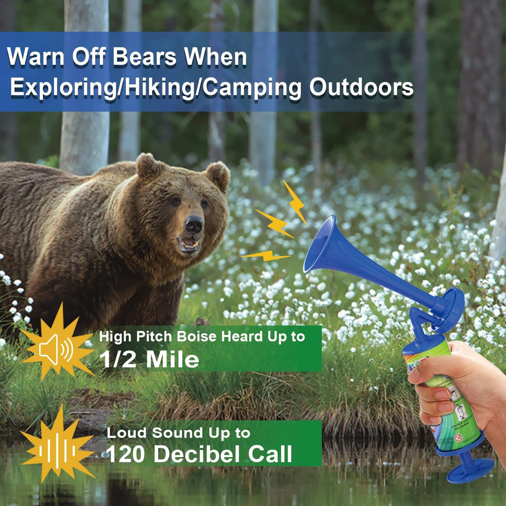 Air Horn - 120DB Bear Defense & Marine Safety Alarm | Portable Noise Maker for Hiking & Boating - 2PCS