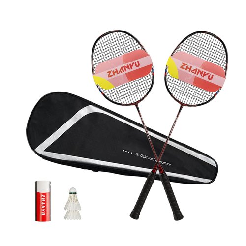 Badminton Racket Set,Badminton Rackets,Both Offensive and Defensive,Lightweight Composite Carbon Fiber 82g Durable Racket,with 2 Rackets,2 Shuttlecocks,and 1 Ball Bag