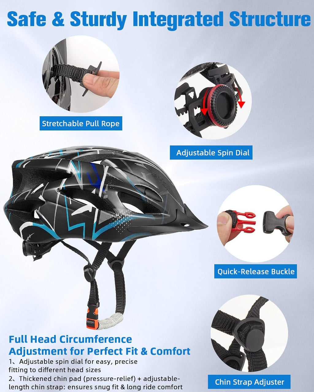 Zacro Bike Helmet - Lightweight CPSC Certified Safety Gear with Removable Pads & Visor for Adults