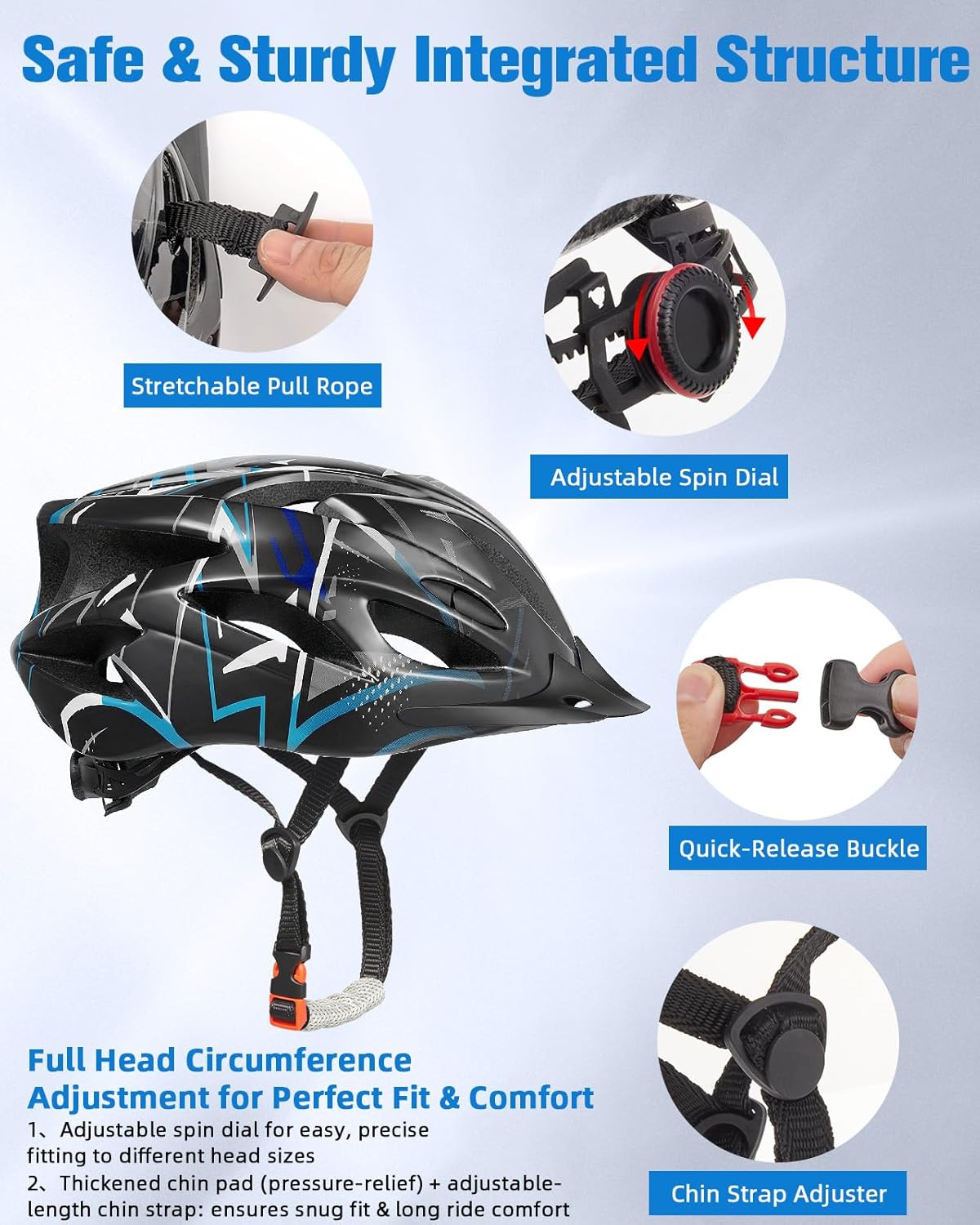 Zacro Bike Helmet - Lightweight CPSC Certified Safety Gear with Removable Pads & Visor for Adults