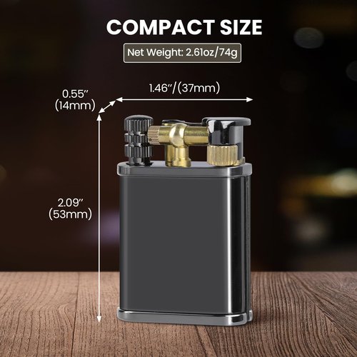 CHOICEDC Vintage Trench Lighter, Permanent Match, Cool Pipe Lighter, Unique Metal Lighters, Antique Kerosene Lighters Fluid Refillable, Reusable Waterproof Forever Matches, Classic Gift for Men,Black
