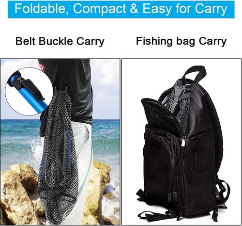 LBW Collapsible Fishing Net - Portable Folding Kayak Net for Freshwater & Saltwater | Ideal for Trout, Catfish, Bass