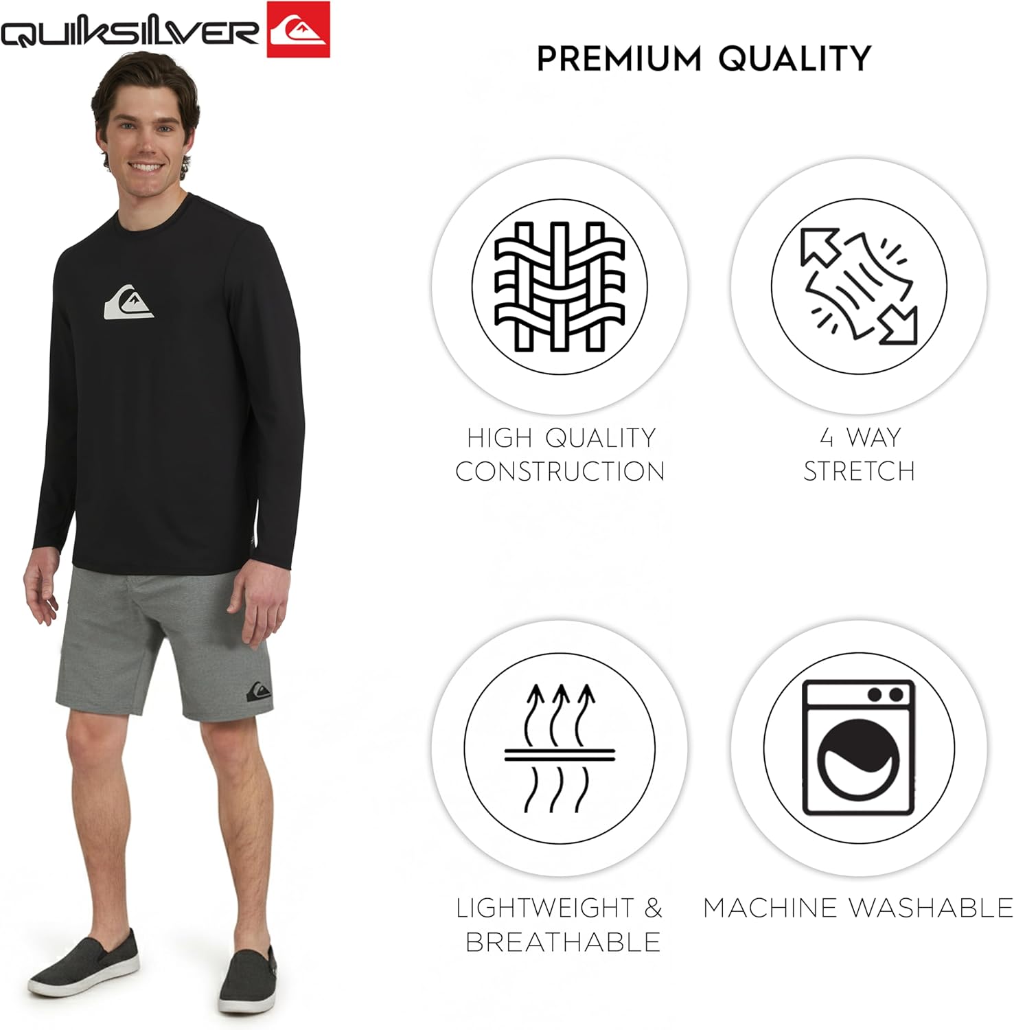 Quiksilver Men's Long Sleeve Rash Guard | UPF 50 Sun Protection Swimwear (S-XXL)
