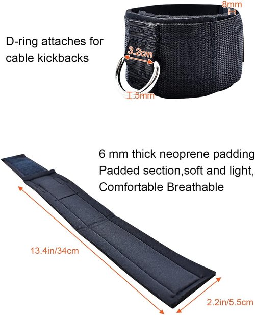 ATENTO Ankle Straps - Comfortable Padded Cuffs for Cable Machines | Adjustable for Glutes & Lower Body Workouts