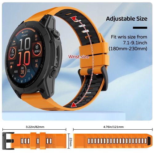 U-LIMVE Watch Band for Garmin Fenix 8 47mm/Fenix 7 Pro/Fenix 7/Fenix 6 Pro/Fenix 6/Fenix 5/Epix Pro 47mm/Fenix E, 22mm Silicone QuickFit Band