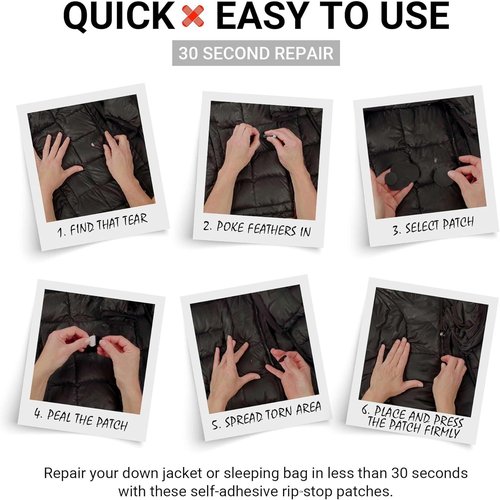 Down Jacket Repair Patches - Waterproof Self-Adhesive, Tear-Resistant | 7-Piece Set for Outdoor Gear