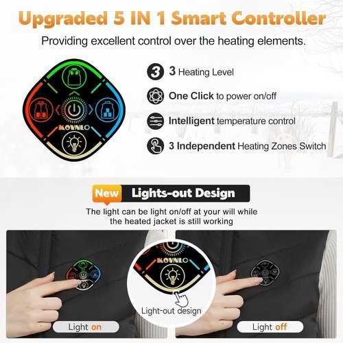 KOVNLO Heated Vest for Women - Smart Electric Jacket with Battery Pack & Light-Out Design