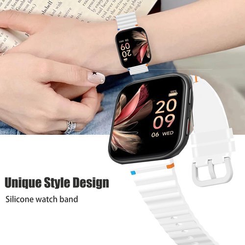 Compatible with Cubitt Viva Pro Smart Watch Band, Lamshaw New Silicone Woven Line Adjustable Replacement Strap Compatible with Cubitt Viva Pro, Viva, Aura Pro, Aura Smart Watch (3 Pack-Black+White+Blue, 22mm size band)