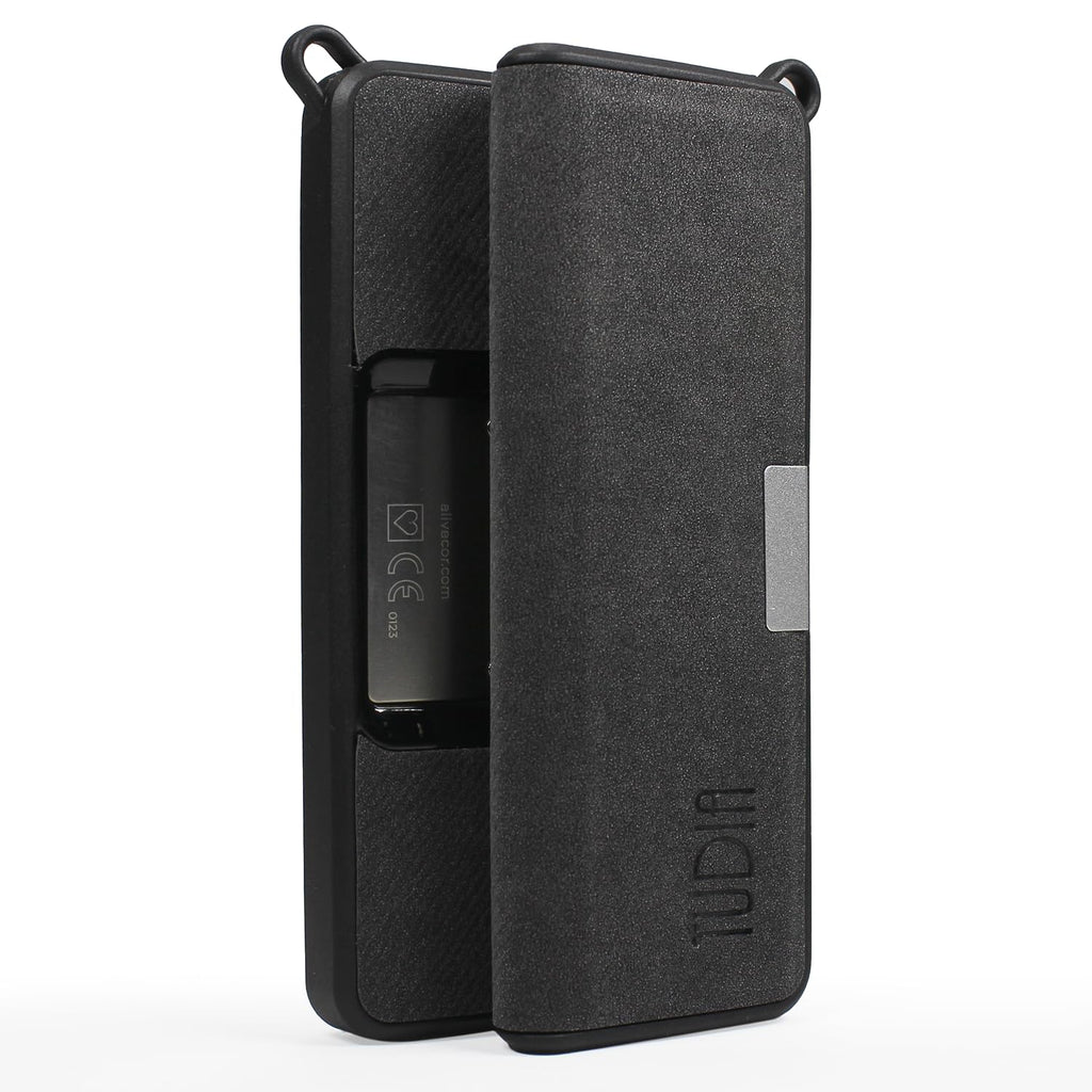 TUDIA Travel Leather Case Compatible with KardiaMobile 6L, Durable Leather Magnetic Closure with Key Holder Lightweight Slim Full Body Protective Carrying Case