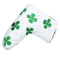 SEACLOUD Golf Putter Cover Blade Head Cover Four - Leaf Clover Pattern with V- Closure Luck for Golf Headcover White