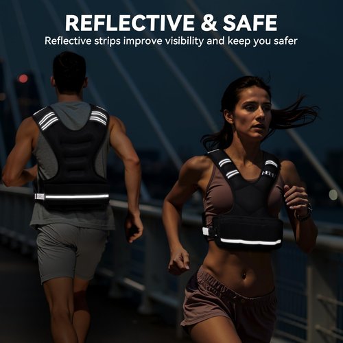 HEETA Adjustable Weighted Vest for Women Men, 4-10lbs Body Weight Vest Exercise Set with 6 Ironsand Weights & Reflective Strips for Walking Running Workout Cardio Strength Training