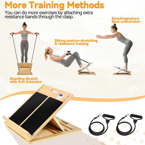 Extra Large Adjustable Wooden Slant Board - 15.7x20 Inches Calf Stretcher for Plantar Fasciitis & Ankle Rehab, Anti-Slip (220 LBS Capacity)