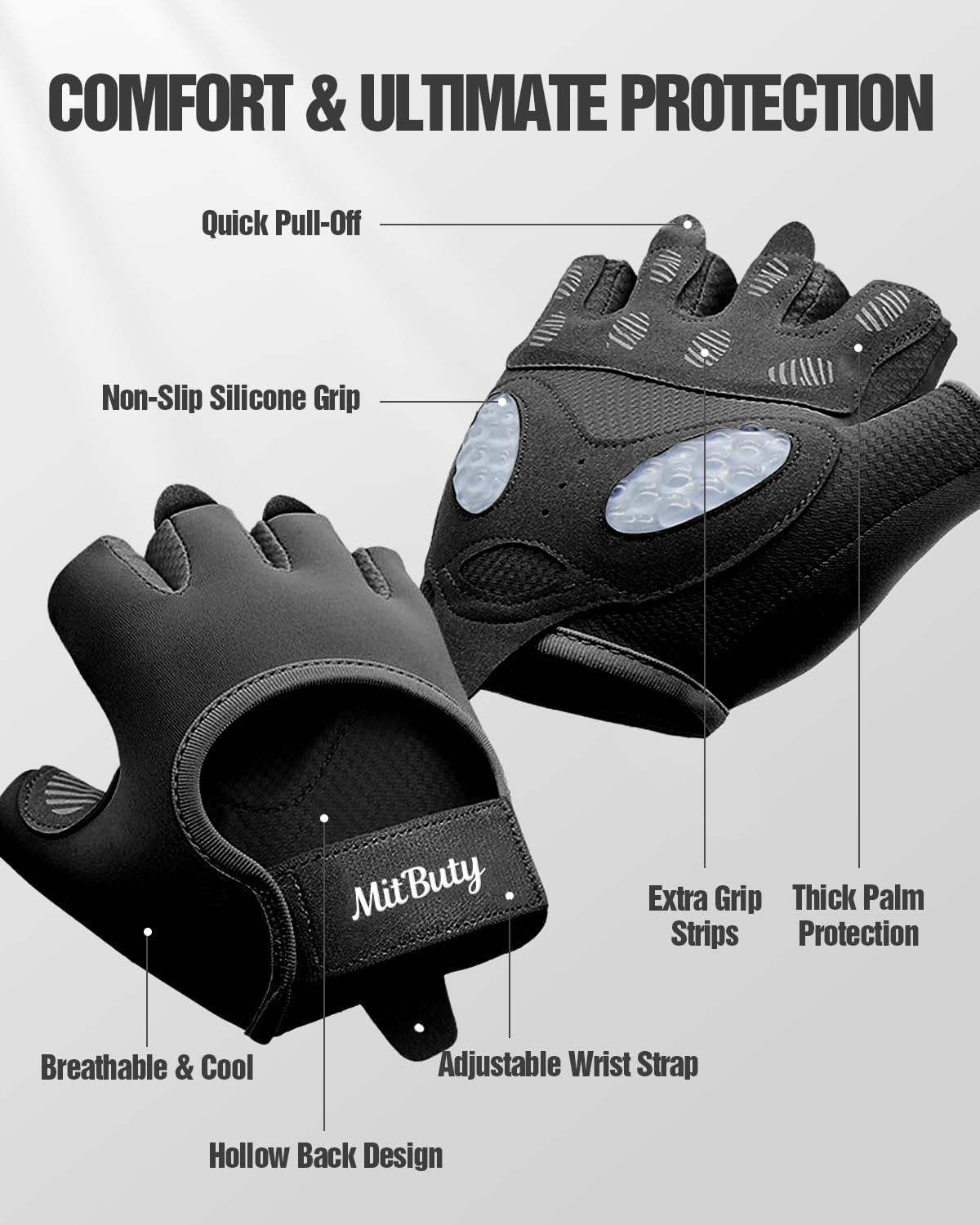 Regine Switzerland Workout Gloves - Fingerless Gym Gloves with Silicone Grip Dots & Palm Padding for Weight Lifting