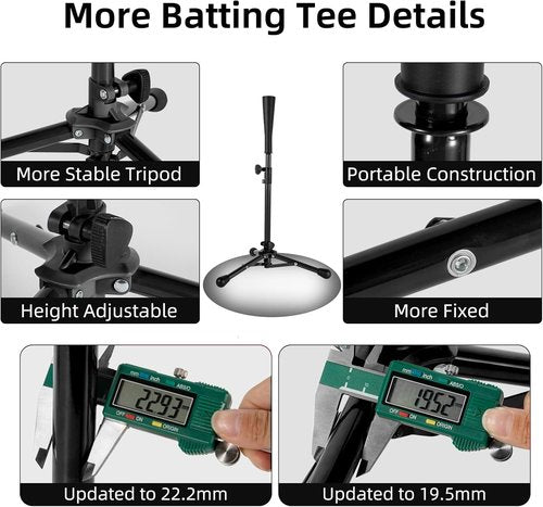 Kids Baseball Tee by Tanner | Portable Batting Tee with Carry Bag - Adjustable 20.87 to 31.29 Inches for Ages 3-8