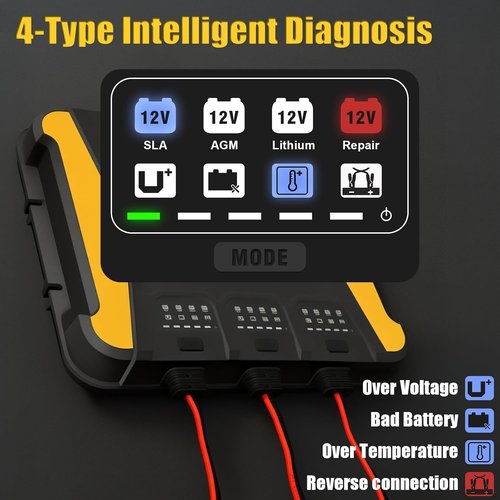 **3 Bank Battery Charger 12V - 30A Waterproof Marine Charger & Maintainer for SLA/AGM, Lithium, Calcium & Deep-Cycle Batteries**