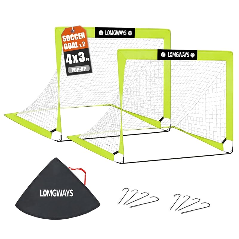 4x3ft Kids Soccer Goal with Carry Bag - 2 Pack, Portable Pop-Up Practice Net (Variation of THIS listing: 4x3FT(2 Pack))