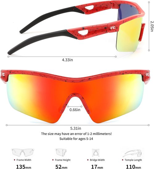 FEISEDY Kids Polarized Baseball Sunglasses - Durable TR90 Frame for Boys & Girls | Model B2454