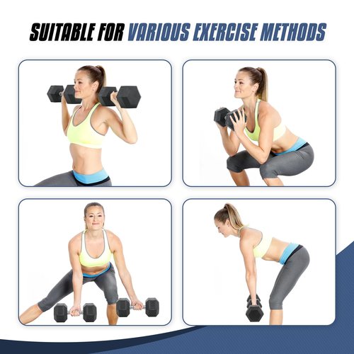 MADOG Hex-Dumbbell, Rubber Coated Cast Iron Dumbbell, Hand Weights With Anti-Slip Grip, 30-50 LBS, Single