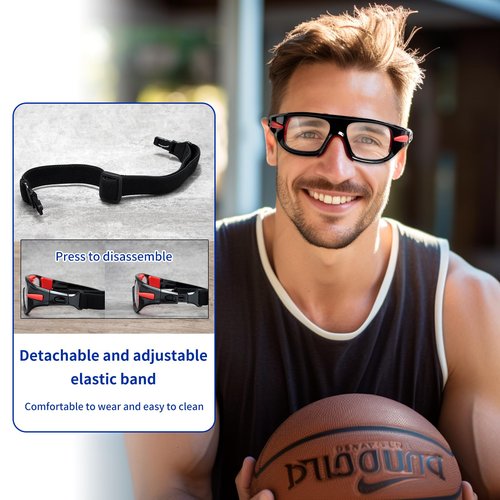 SooGree Sport Goggles Glasses Squash & Racquetball Goggles Basketball Glasses Adjustable Strap Resistant Impact (8043 Clear Frame White Pad)