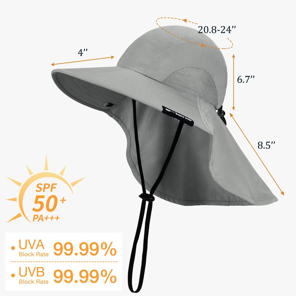 Solaris Sun Hat with Neck Flap, UPF 50 Sun Protection Lightweight Sun Cap for Men Women, Wide Brim Hat for Fishing Hiking