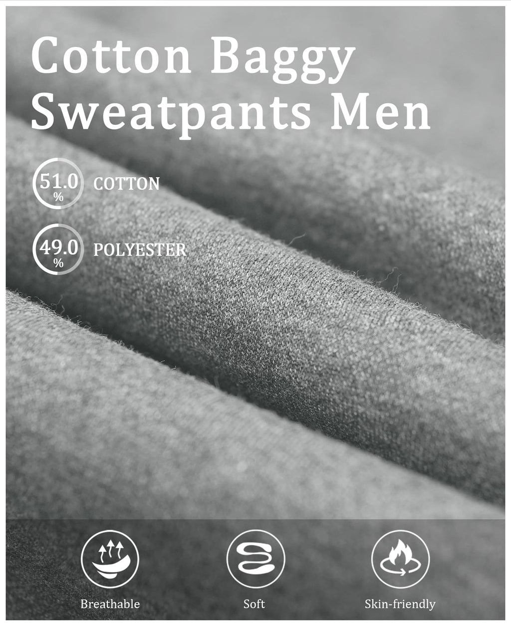 Susclude Baggy Sweatpants Men Wide Leg Fleece Lined Sweat Pants Heavyweight Slacks Elastic Lounge Loose Fit Oversize Pants Light Grey