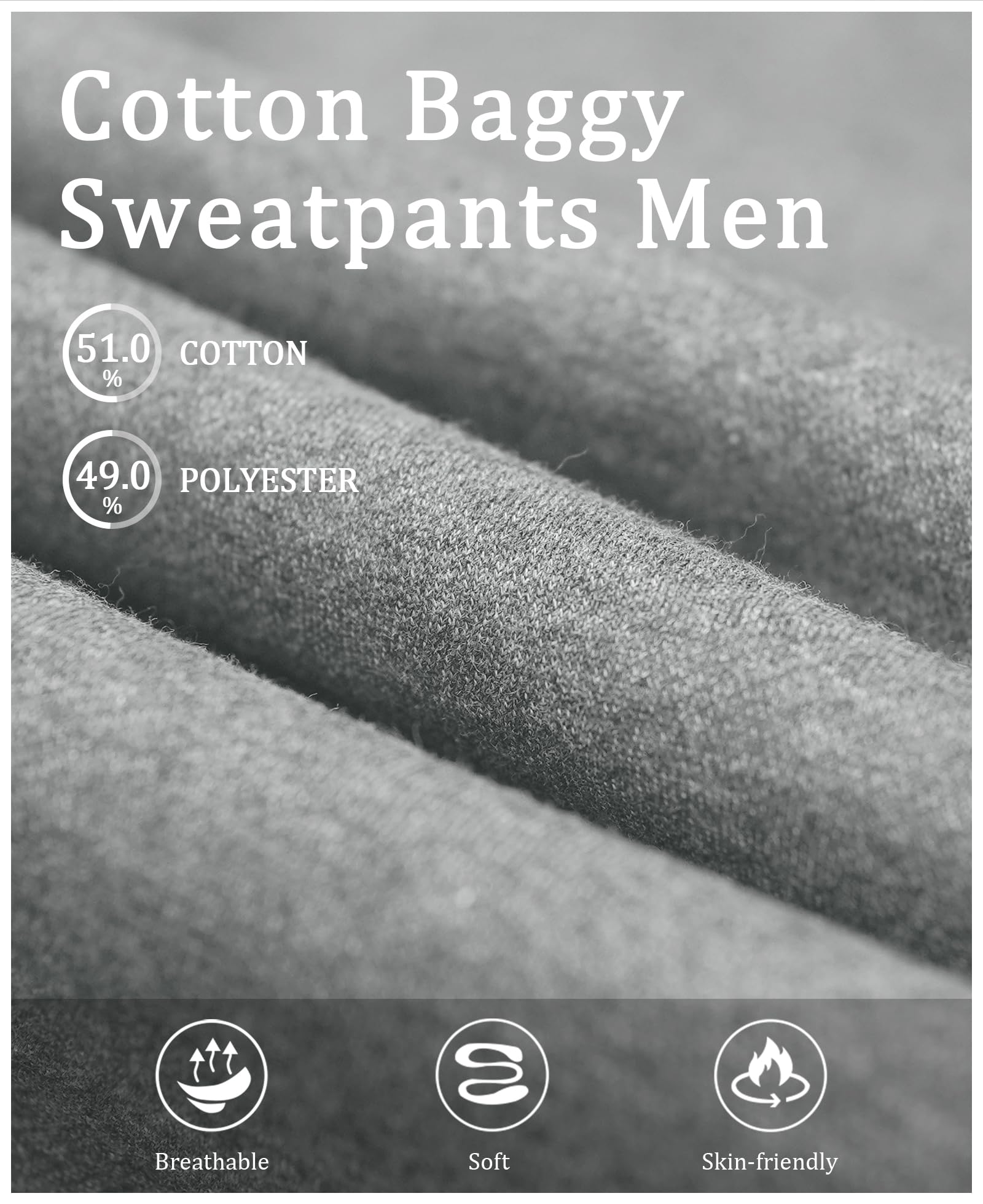 Susclude Baggy Sweatpants Men Wide Leg Fleece Lined Sweat Pants Heavyweight Slacks Elastic Lounge Loose Fit Oversize Pants Light Grey