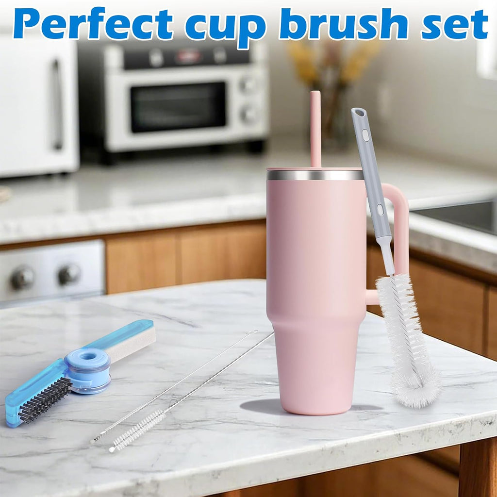 Palksky Water Bottle Cleaner Brush Kit - Long Handle & Wide Straw Lid Brushes for Hydro Flask 16/24/32/40 oz