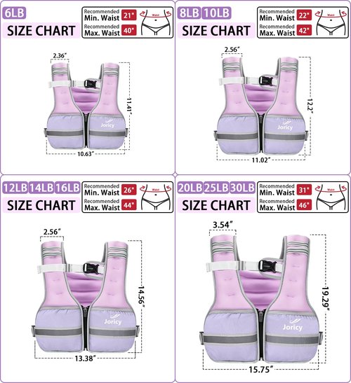 Weighted Vest Woman Men 16lbs Weight Vest Zipper Front Rucking Vests With Reflective Strips for Walking Running Workout Strength Training Weight Loss Women Purple