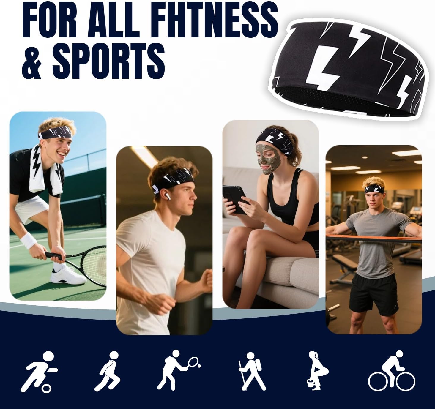 Skiennix Moisture-Wicking Sweatband - Quick-Dry Headband for Running, Cycling, Yoga & Fitness