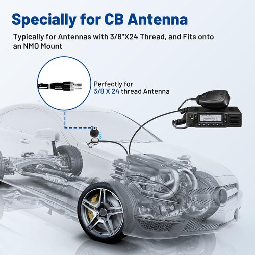 Anina NMO to 3/8 X 24 Thread Adapter Antenna Mount for CB Ham Two Way Amateur Radio Antenna Brass Center Contact Low Loss Connector