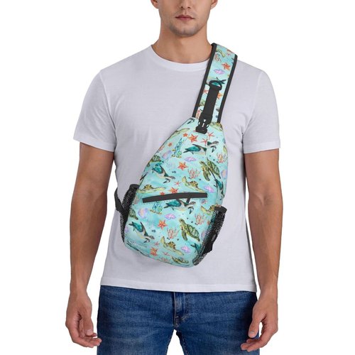 BCQJNB Sea Turtle Beach Cute Sling Backpack Crossbody Shoulder Bag Travel Hiking Daypack Gifts