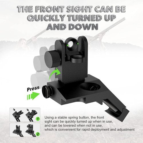 AOMEKIE 45 Degree Offset Iron Sights - Front & Rear Fiber Optic Sights with Red/Green Dots for Picatinny Rails