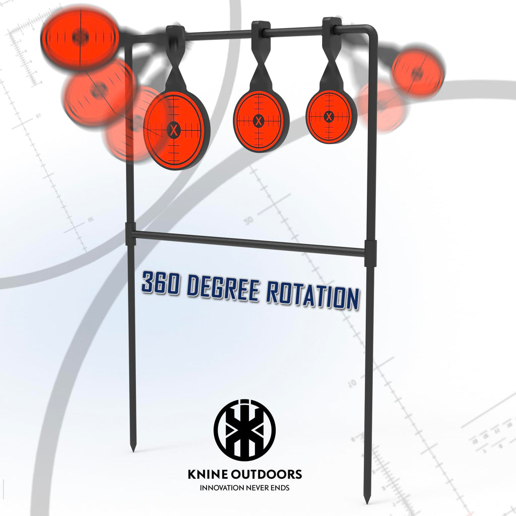 KNINE OUTDOORS Spinner Metal Targets for Shooting, 3/8'' Thick Auto-Reset Steel, Heavy Duty for .44 Magnum Centerfire Handguns, Outdoor Range Practice
