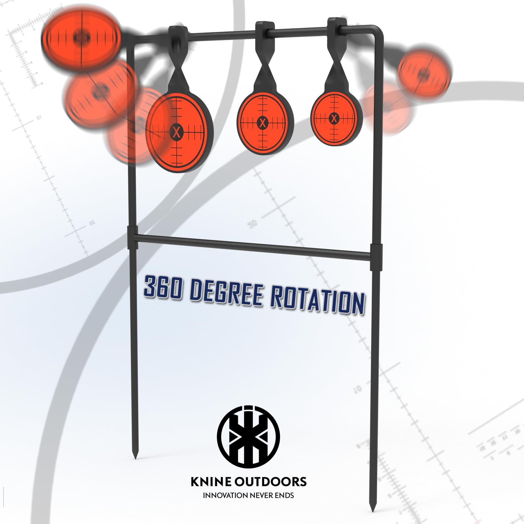 KNINE OUTDOORS Spinner Metal Targets for Shooting, 3/8'' Thick Auto-Reset Steel, Heavy Duty for .44 Magnum Centerfire Handguns, Outdoor Range Practice