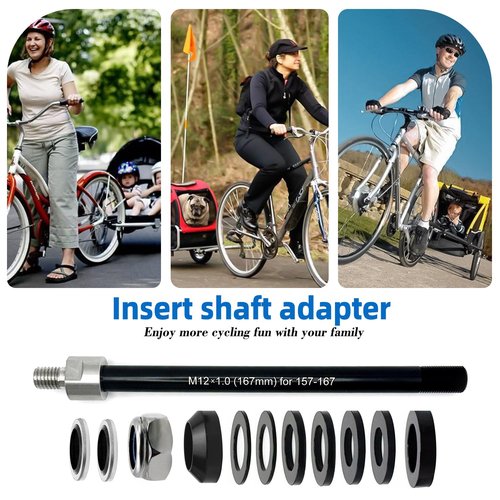 Jexobox Bicycle Thru Axle Trailer Hitch Adapter - Adjustable M12x1.0/1.5/1.75 Thru Axle (157-192mm),304 Stainless Steel & 6061-T6 Aluminum Shaft for Thule (M12x1.75（192mm） 161-192)