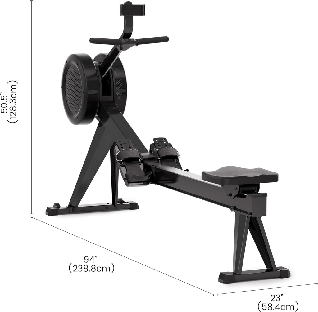 YOSUDA R2 Rowing Machine - Adjustable Air Resistance Rower with Self-Powered Monitor | Ergonomic Design, 53.7'' Rail