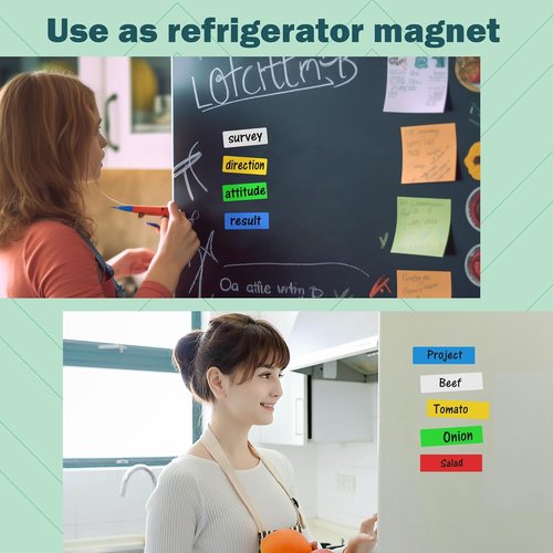 LLPT Magnetic Dry Erase Labels - 1" x 3" Reusable Writable Stickers for Whiteboards & Metal Surfaces - 50 Pack, White