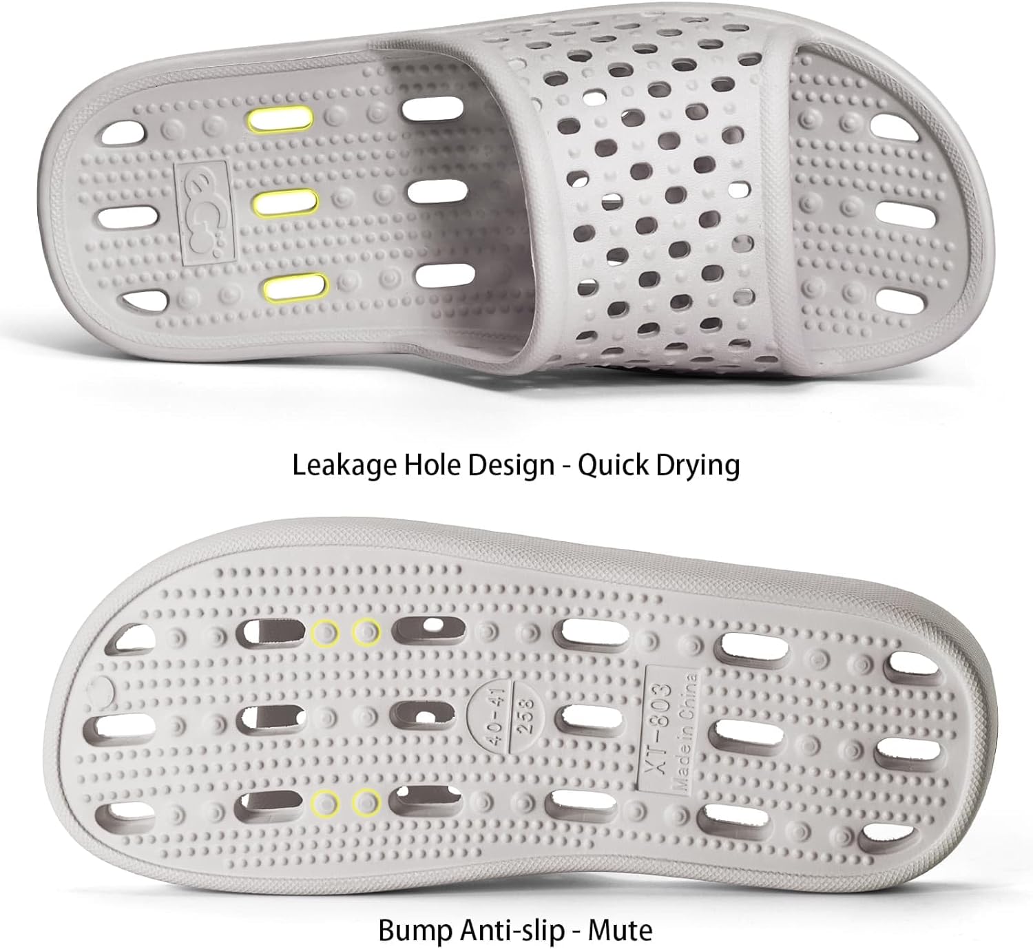 Xomiboe Shower Shoes - Quick Drying Non-Slip Sandals for Men & Women | Comfortable Bathroom Flip Flops