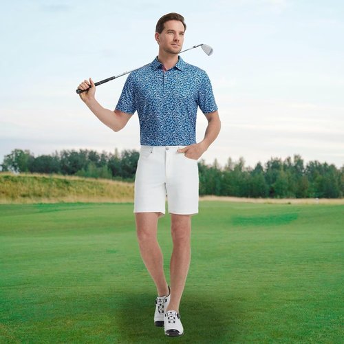 M MAELREG Men's Golf Polo Shirt - Short Sleeve, Moisture-Wicking, Performance Print | Stylish Patterns