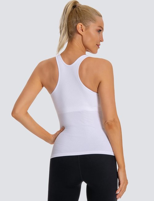 MathCat Seamless Workout Tank Top - Women's Padded Racerback Yoga Camisole (XS-XL)