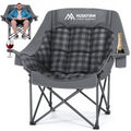 Huskfirm Oversized Camping Chairs for Adults Folding Padded Camping Chair Heavy Duty XL Camping Chair - 400LBS Support Lawn Chairs for Outdoor Sports Beach Fishing with Cup Holder & Carry Bag